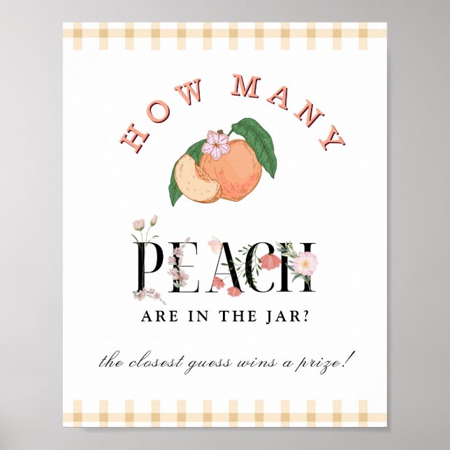Sweety Little Peach How Many Game Baby Shower Poster (Front)
