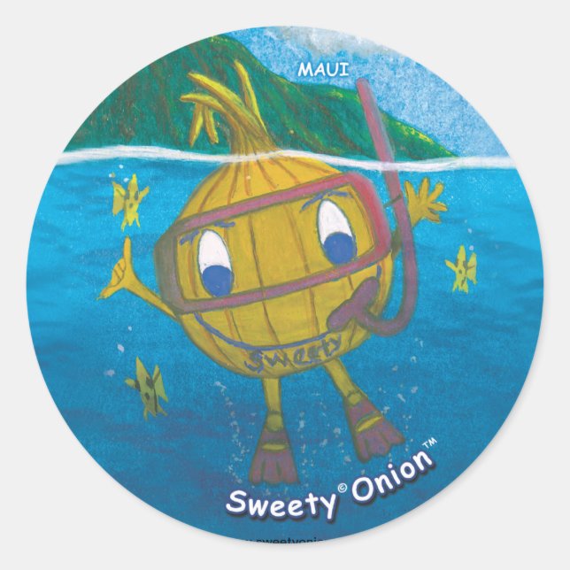 sweetyonion snorkelling classic round sticker (Front)