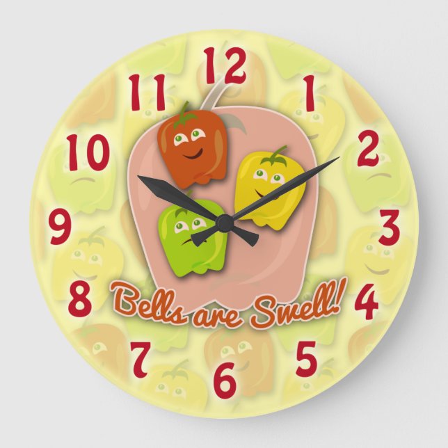 Swell Bell Peppers Large Clock (Front)