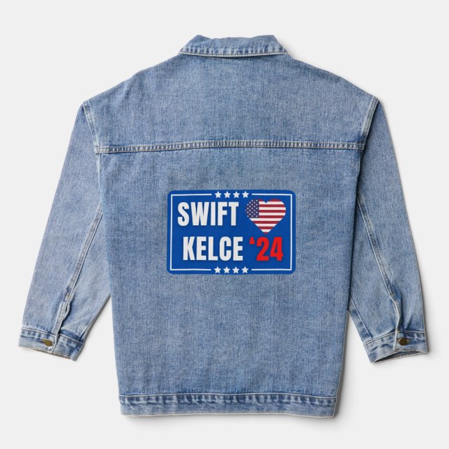 Swift Kelce 24 Heart Denim Jacket (Back)