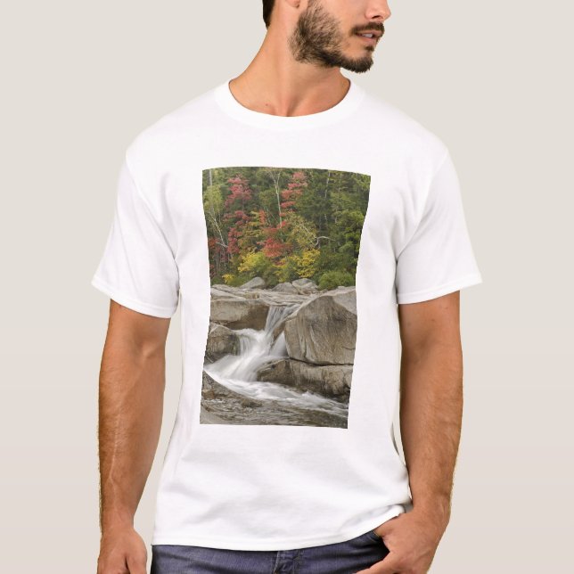 Swift River cascading through rocks, White T-Shirt (Front)