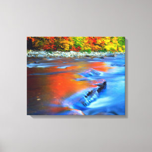 Swift River reflecting autumn colours Canvas Print