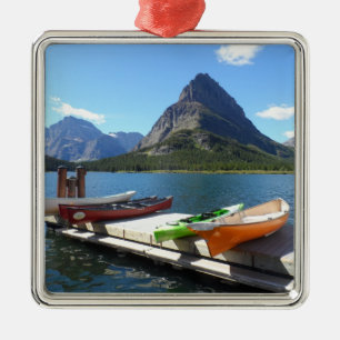 Swiftcurrent Lake Boats- Glacier National Park Metal Ornament