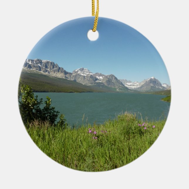 Swiftcurrent Lake View at Glacier National Park Ceramic Ornament (Front)