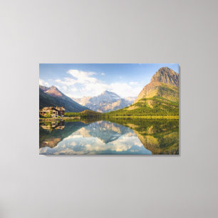 Swiftcurrent Lake with Many Glacier hotel and Canvas Print