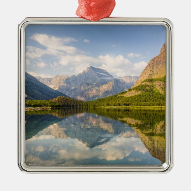Swiftcurrent Lake with Many Glacier hotel and Metal Ornament (Front)
