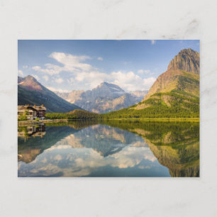 Swiftcurrent Lake with Many Glacier hotel and Postcard