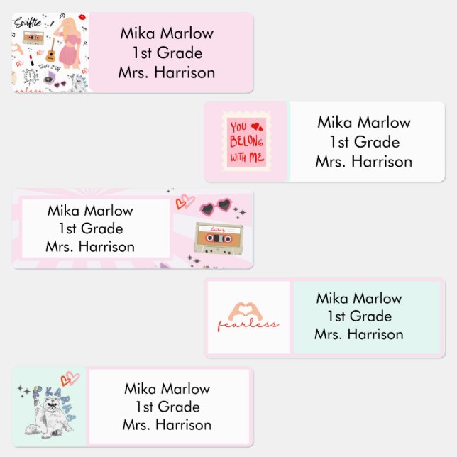 Swiftie Inspired Kids Clothing Labels (Group)
