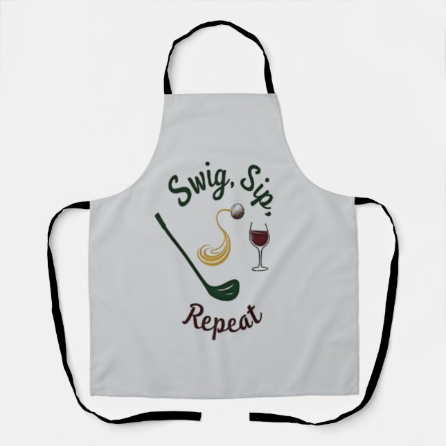 Swig, Sip, Repeat – Pasta & Wine Lover’s Fun Desig Apron (Front)