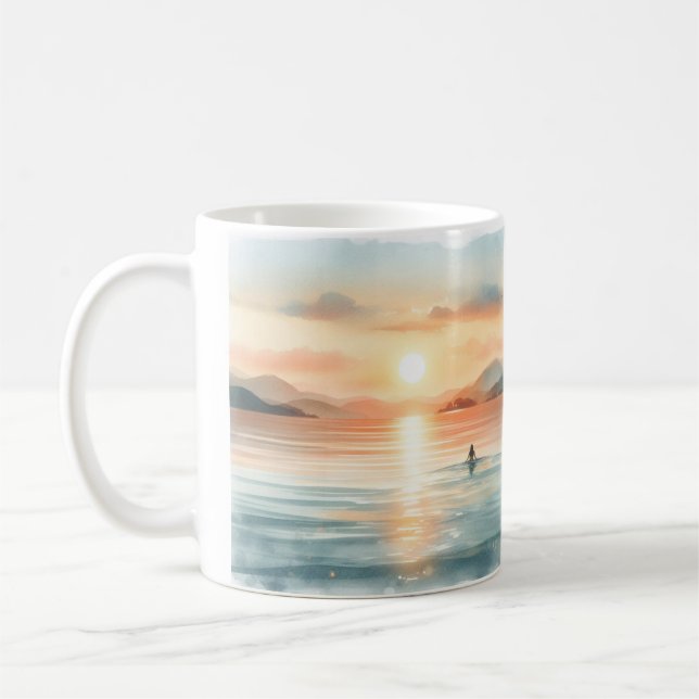 Swim At Sunset Watercolor Coffee Mug (Left)