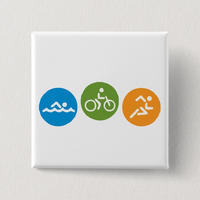 Swim Bike Run 2 Inch Square Button (Front)
