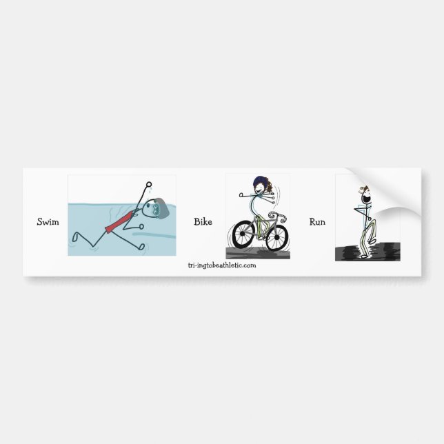 Swim Bike Run bumper sticker (Front)