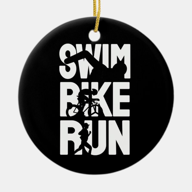 Swim Bike Run Ceramic Ornament (Front)
