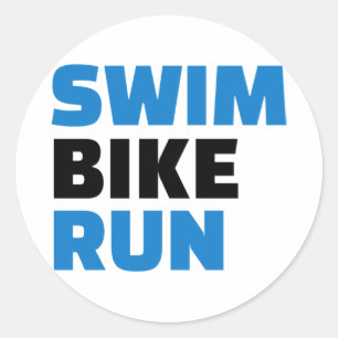 Swim bike run classic round sticker