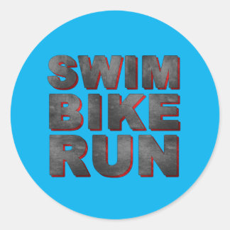 swim bike run classic round sticker