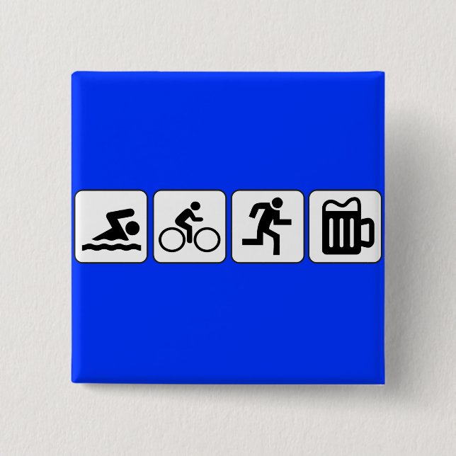 Swim Bike Run Drink 2 Inch Square Button (Front)