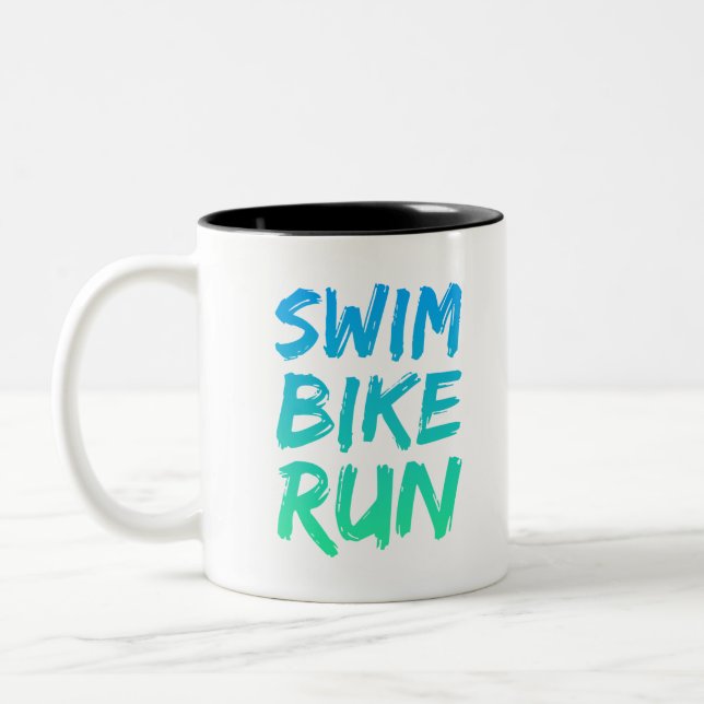 Swim Bike Run great design Two-Tone Coffee Mug (Left)