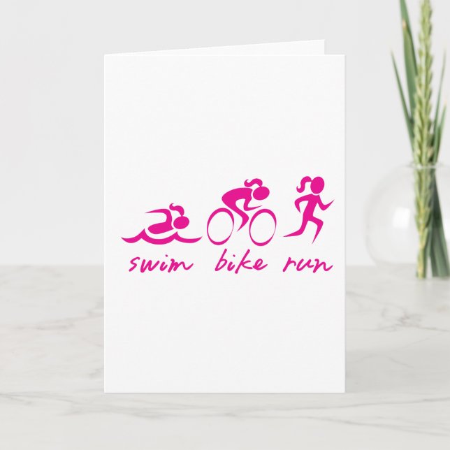 Swim Bike Run Tri Girl Card (Front)