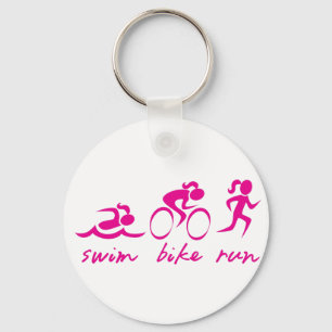 Swim Bike Run Tri Girl Keychain