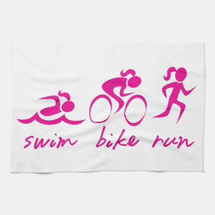 Swim Bike Run Tri Girl Kitchen Towel