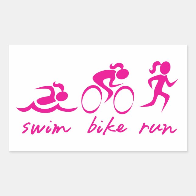 Swim Bike Run Tri Girl Sticker (Front)