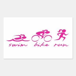 Swim Bike Run Tri Girl Sticker