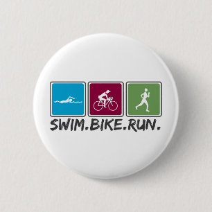 swim bike run (triathlon) 2 inch round button