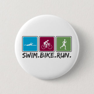 swim bike run (triathlon) 2 inch round button