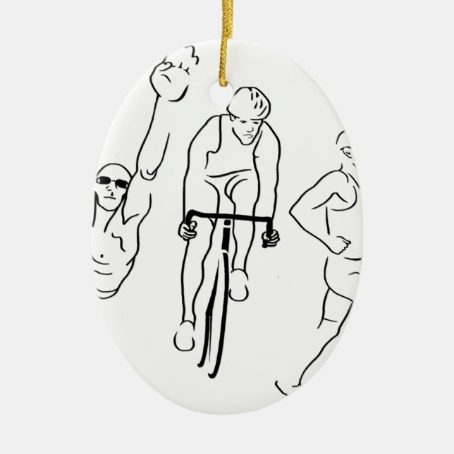 Swim Bike Run Triathlon Ceramic Ornament (Front)