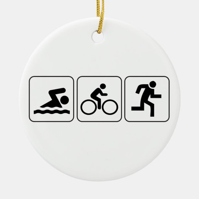 Swim, Bike, Run - Triathlon Ceramic Ornament (Front)