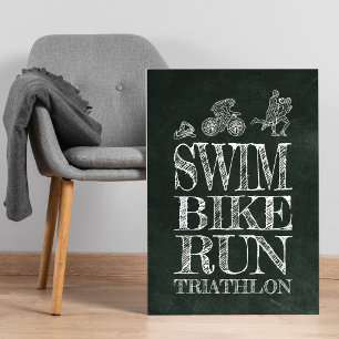 Swim Bike Run Triathlon Chalk Poster