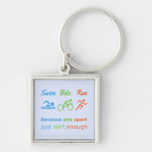 Swim bike run triathlon icons keychain