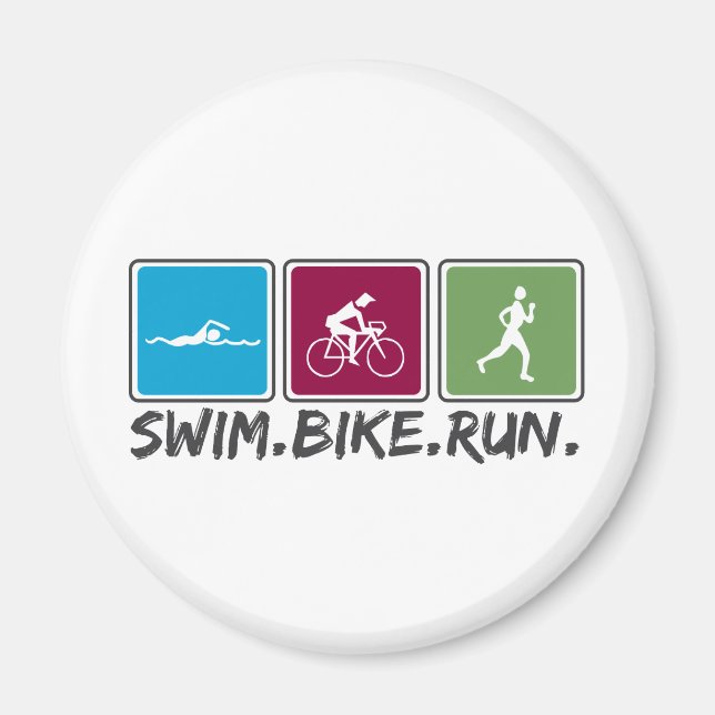 swim bike run (triathlon) magnet (Front)