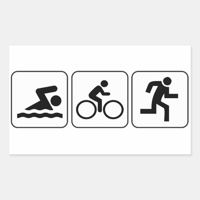 Swim, Bike, Run - Triathlon Sticker (Front)