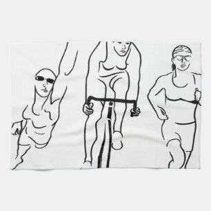 Swim Bike Run Triathlon Woman Kitchen Towel
