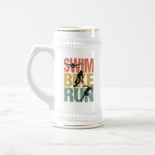 Swim Bike Run - Vintage Triathlon Beer Stein