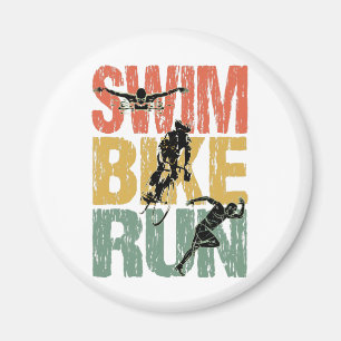 Swim Bike Run - Vintage Triathlon Magnet