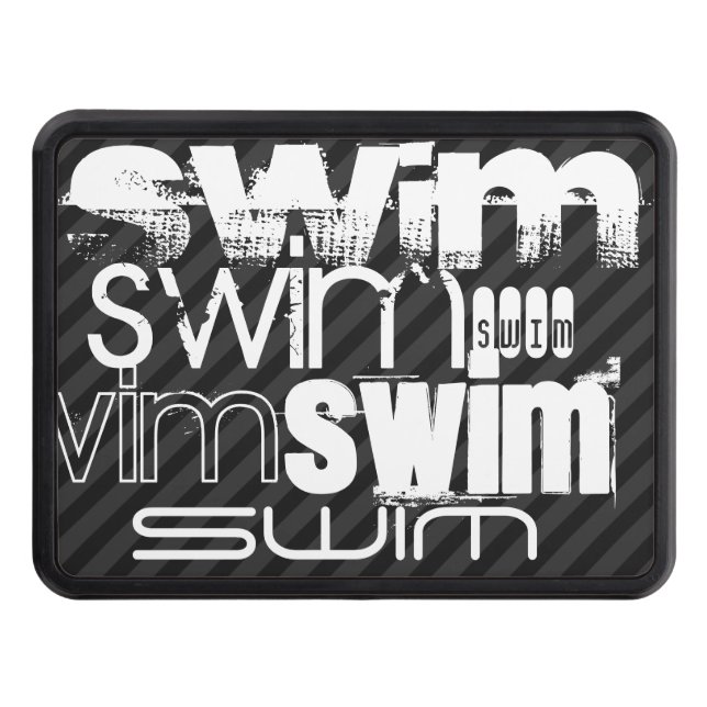 Swim; Black & Dark Grey Stripes Trailer Hitch Cover (Front)