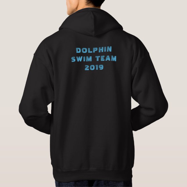 Swim Blue Modern Typographic Personalized Name Hoodie (Back)