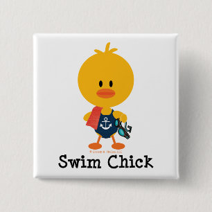 Swim Chick 2 Inch Square Button