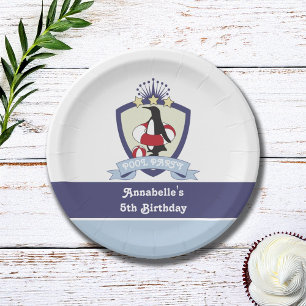 Swim Club Crest Penguin Pool Party Kids Birthday Paper Plate