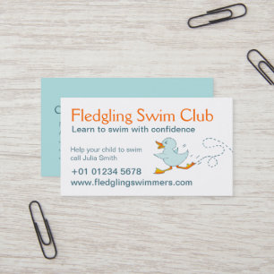 Swim club swim teachers business card