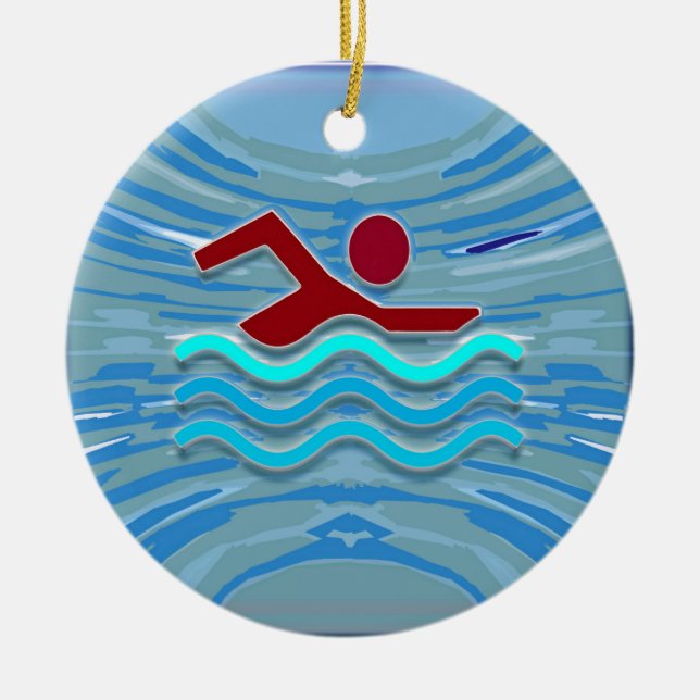 Swim Club Swimmer Exercise Fitness NVN254 Swimming Ceramic Ornament (Front)
