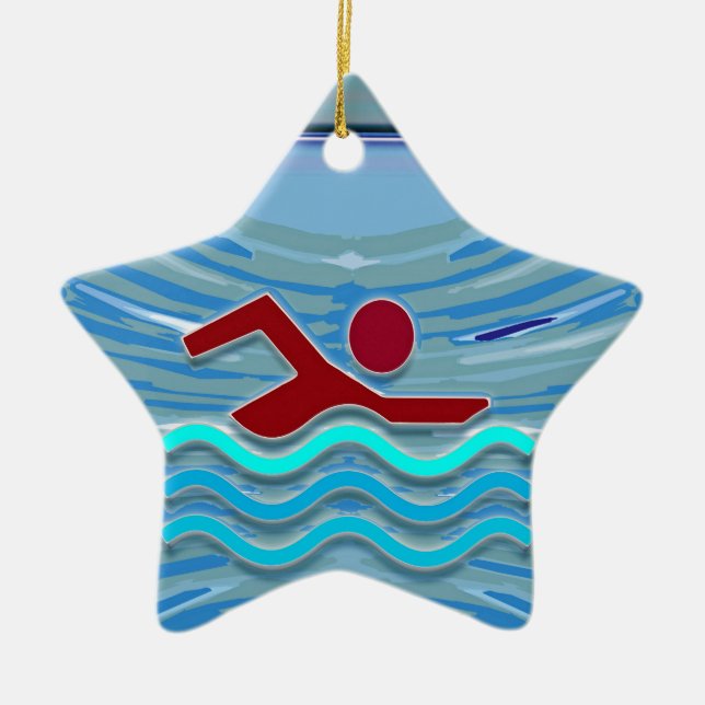 Swim Club Swimmer Exercise Fitness NVN254 Swimming Ceramic Ornament (Front)