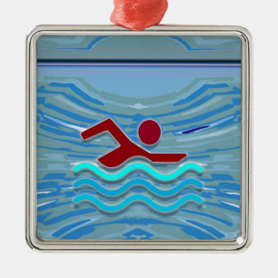 Swim Club Swimmer Exercise Fitness NVN254 Swimming Metal Ornament