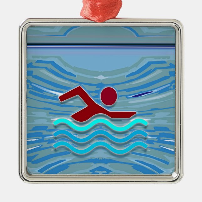 Swim Club Swimmer Exercise Fitness NVN254 Swimming Metal Ornament (Front)