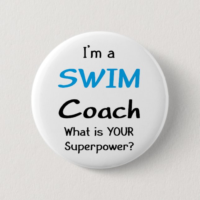 swim coach 2 inch round button (Front)