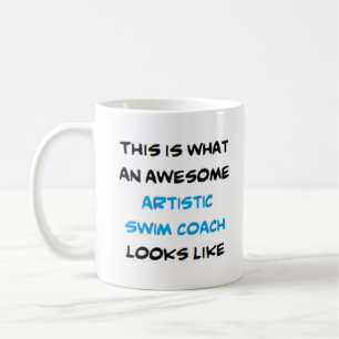 swim coach artistic, awesome coffee mug