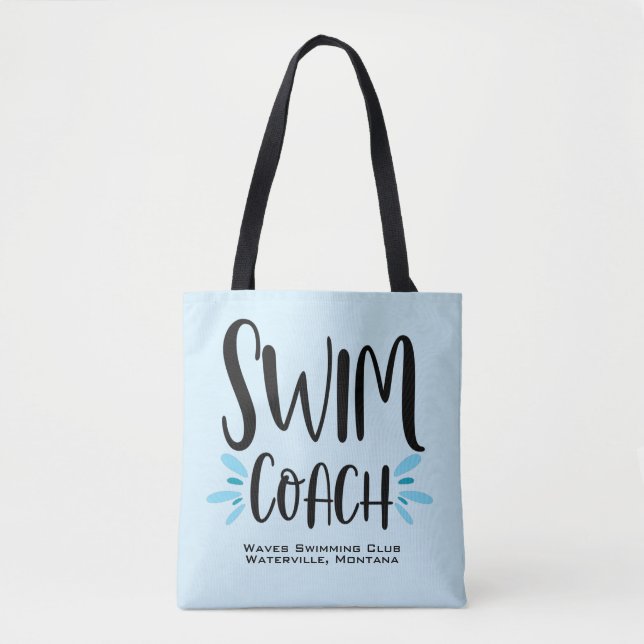 Swim Coach Cute Swimming Tote Bag (Front)