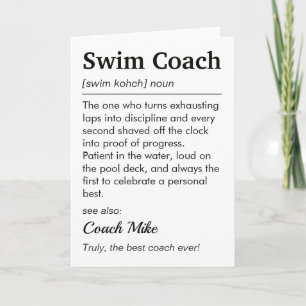 Swim Coach Definition Personalized Thank You Card